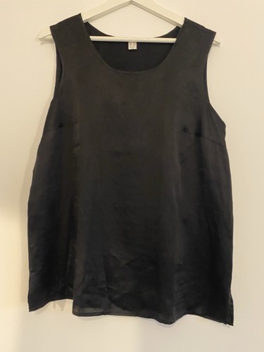 Black 100 silk sleeveless - silk, top