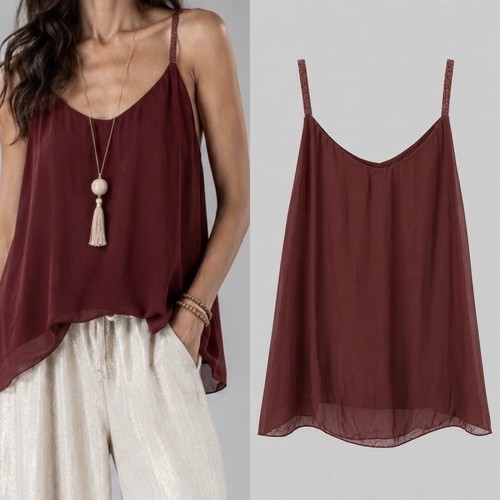 Top seide braun neu - top,
